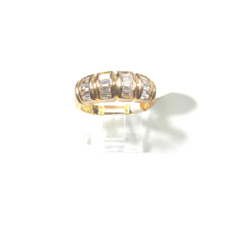 Gold Clear Baguettes Ring Gold Band 50MILS of Gold